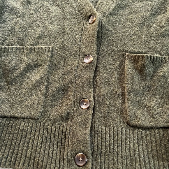 J. Crew Extra Soft Green Cardigan Sweater Wool Blend Elastane Size Medium - Picture 8 of 10